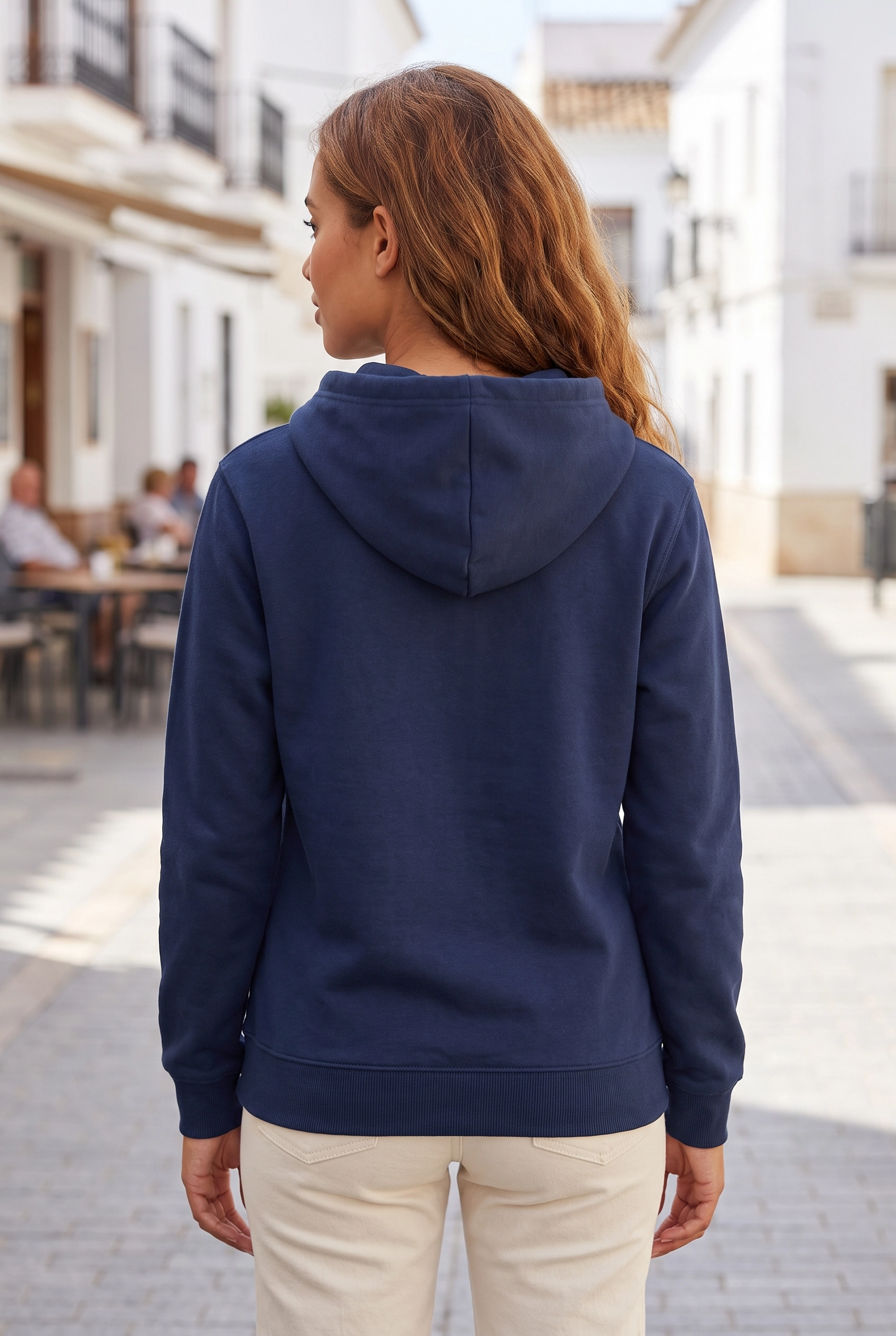 Unisex Lacivert Kapüşonlu Sweatshirt 3 İplik Şardonlu Kanguru Cepli Düz Hoodie