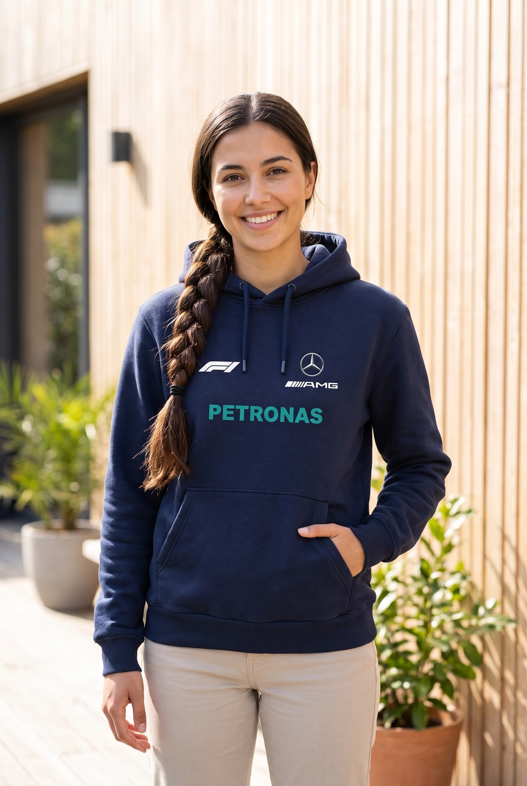 Unisex Lacivert Kapüşonlu Sweatshirt – Mercedes AMG Petronas Antonelli F1 Baskılı Hoodie