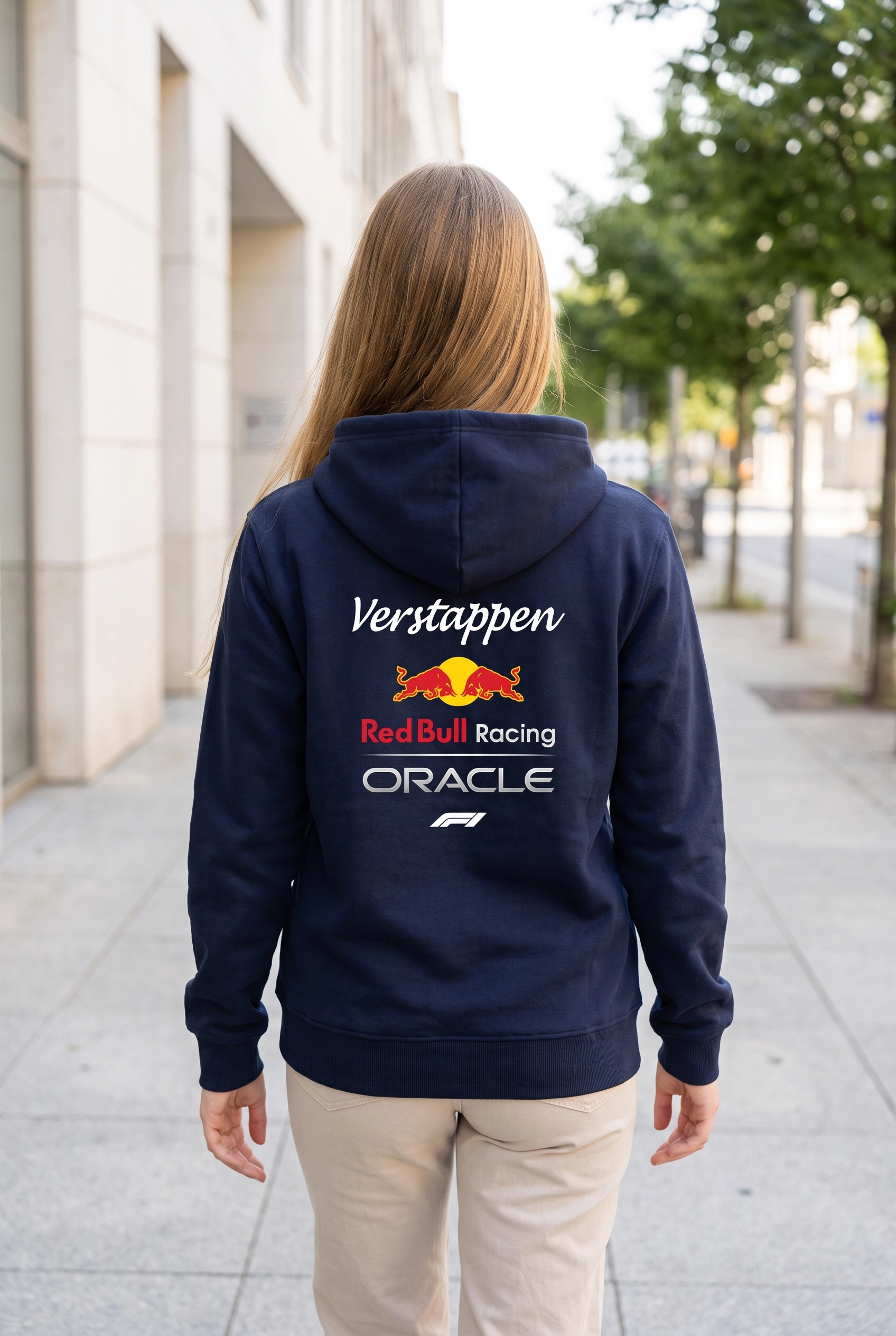 Unisex Lacivert Kapüşonlu Sweatshirt – Red Bull Racing Verstappen F1 Baskılı Hoodie