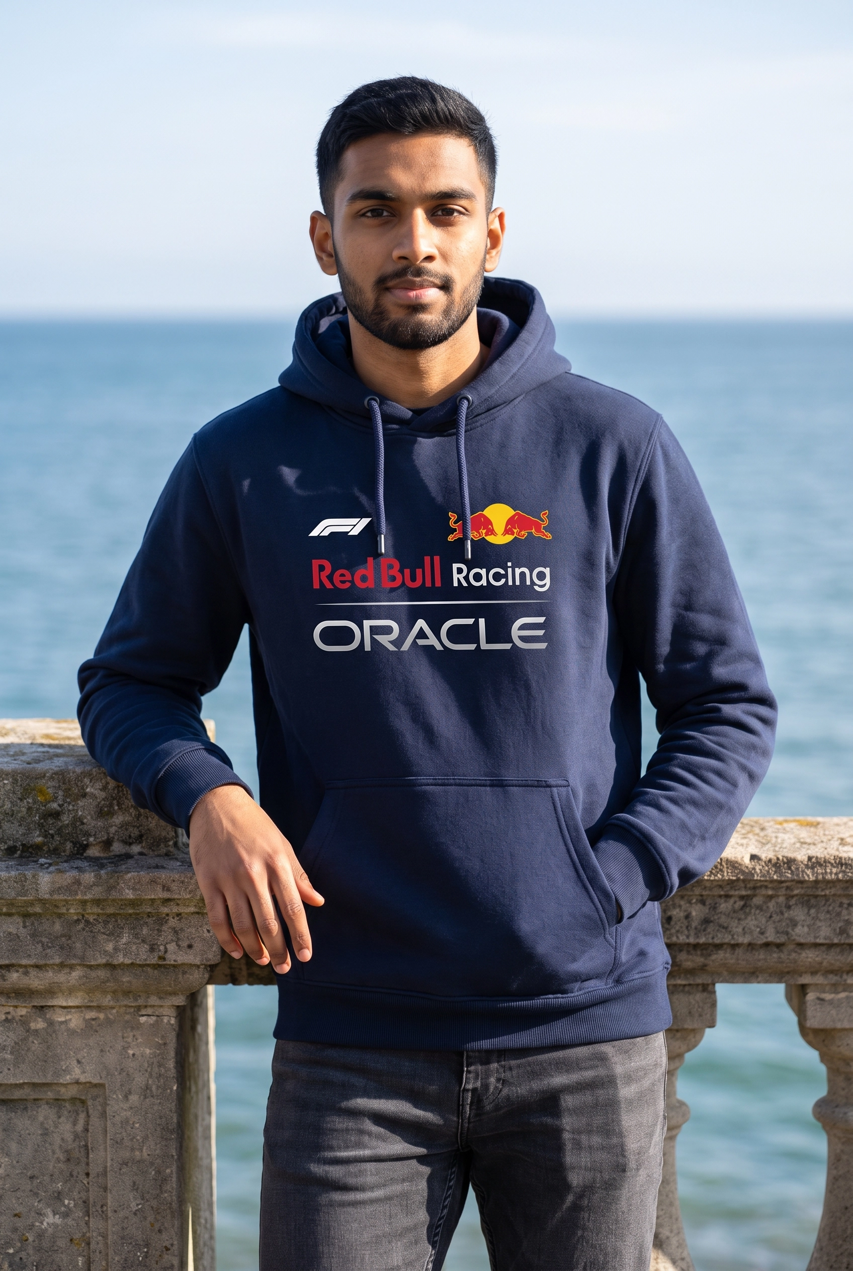 Unisex Lacivert Kapüşonlu Sweatshirt – Red Bull Racing Verstappen F1 Baskılı Hoodie