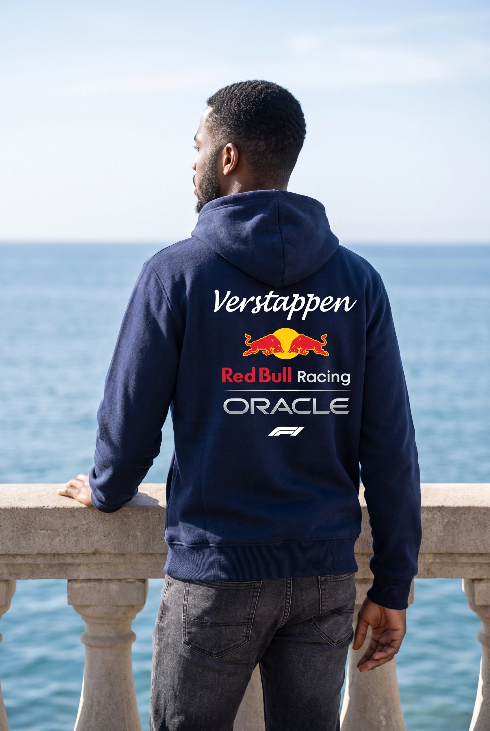 Unisex Lacivert Kapüşonlu Sweatshirt – Red Bull Racing Verstappen F1 Baskılı Hoodie