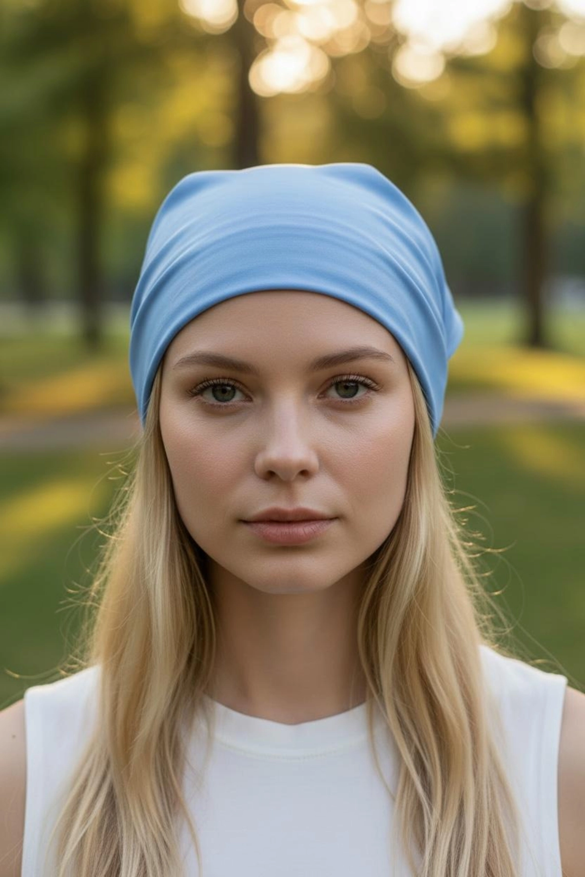 Üçgen Bandana Fular Bone Mutfak ve Aşçı Bone Likralı Soft Açık Mavi