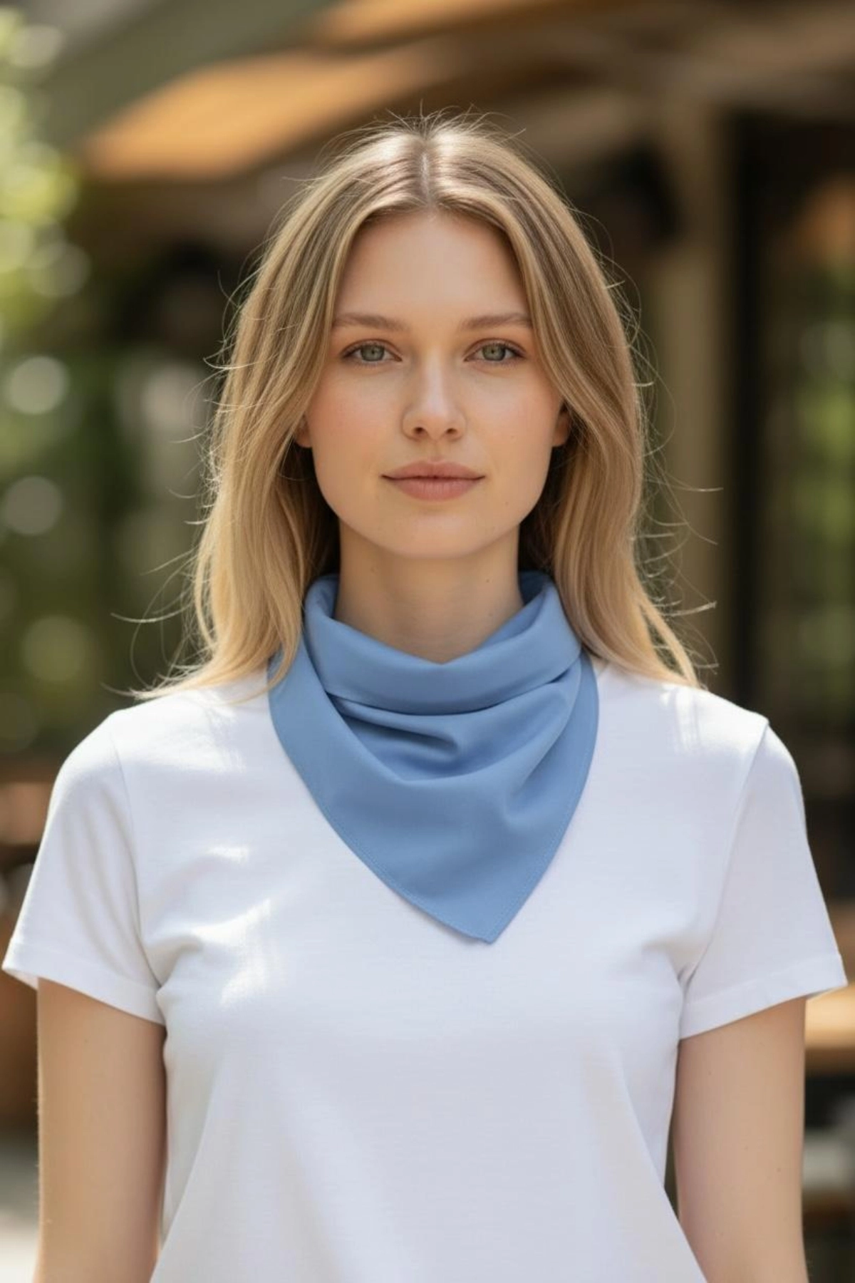 Üçgen Bandana Fular Bone Mutfak ve Aşçı Bone Likralı Soft Açık Mavi