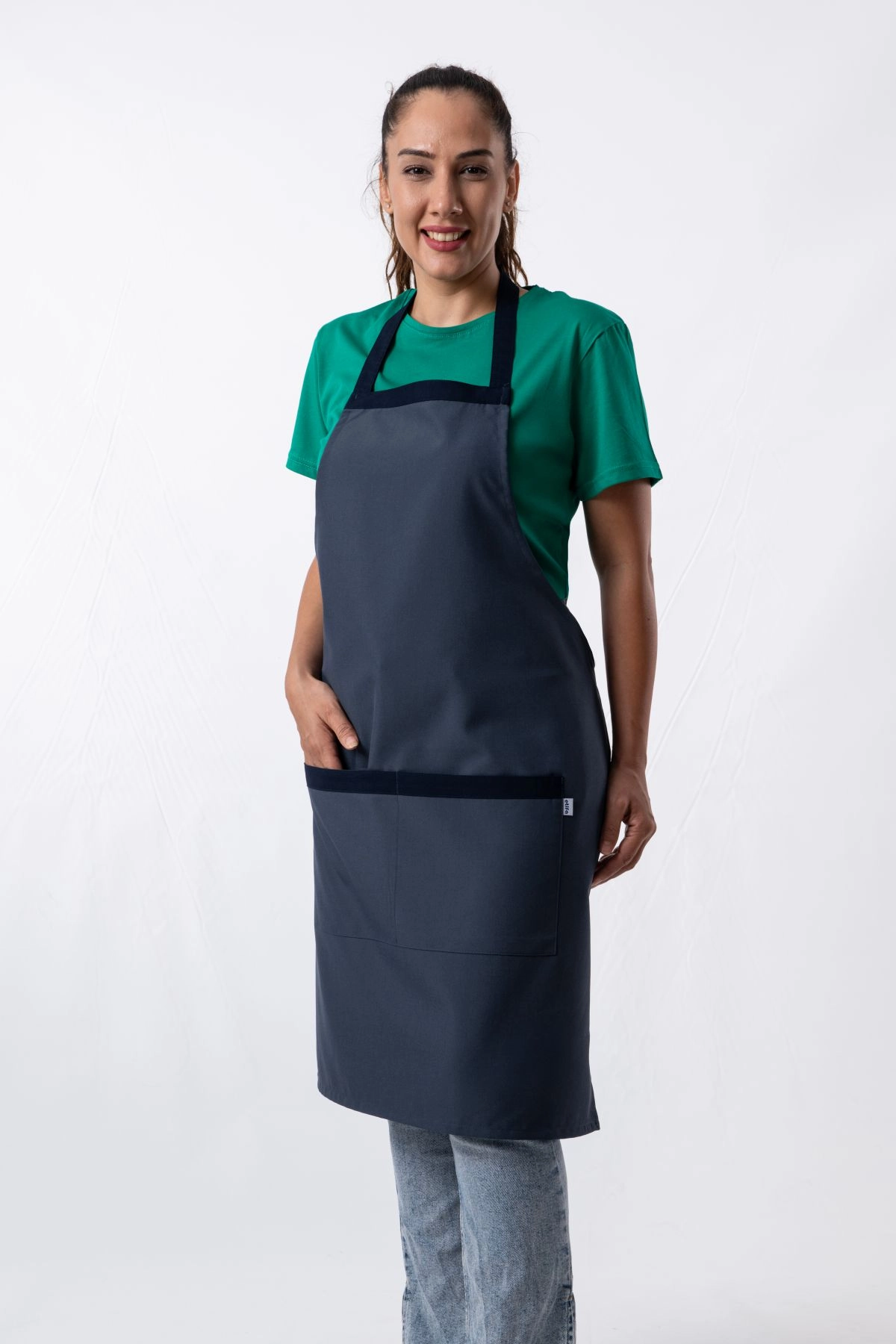 Teos Model Mutfak Önlüğü Leke Tutmaz Profesyonel Aşçı ve Şef Önlüğü Antrasit