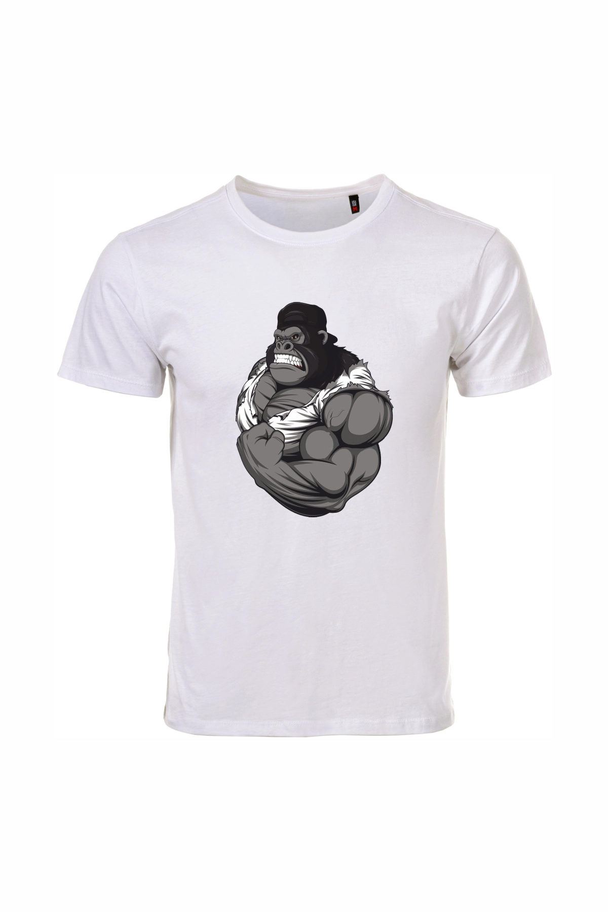 Gorilla Baskılı Unisex Beyaz %100 Pamuk Regular Fit Tişört  Günlük & Spor Tarz T-Shirt