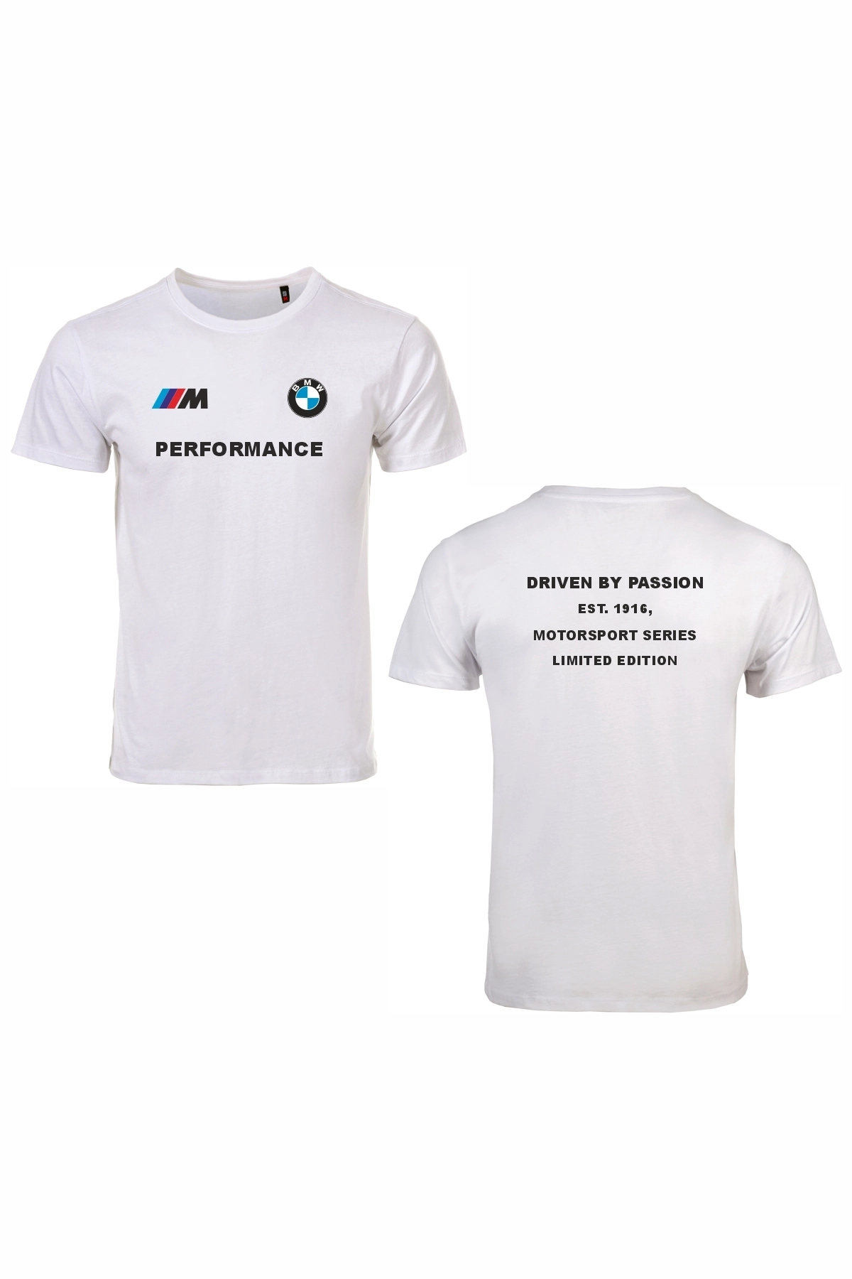 Unisex Beyaz %100 Pamuk Regular Fit Tişört – BMW Baskılı, Günlük & Spor T-Shirt
