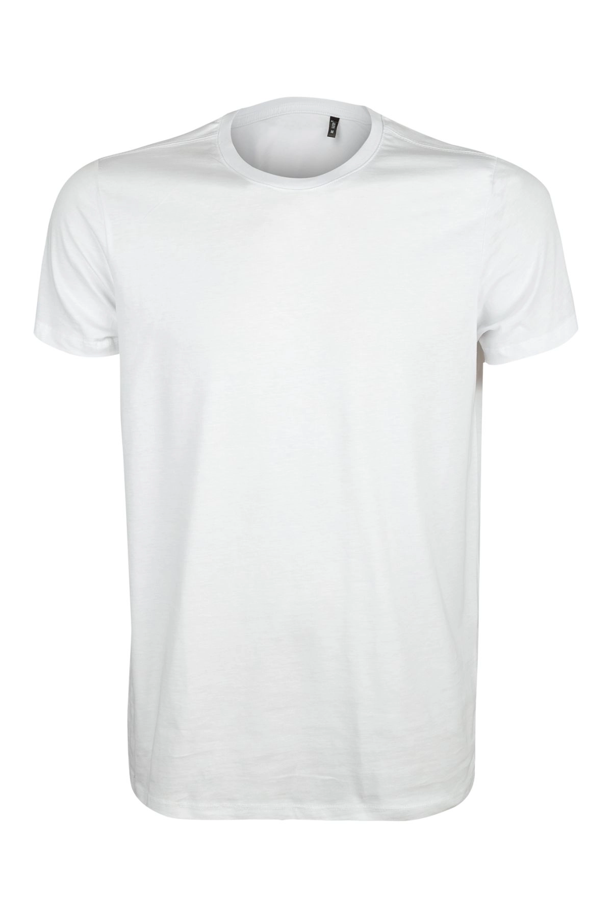 Premium Pamuk Likralı Basic Tişört Rahat Kalıp Unisex Günlük Spor T-Shirt Beyaz