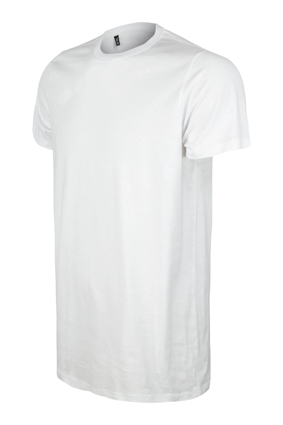 Premium Pamuk Likralı Basic Tişört Rahat Kalıp Unisex Günlük Spor T-Shirt Beyaz
