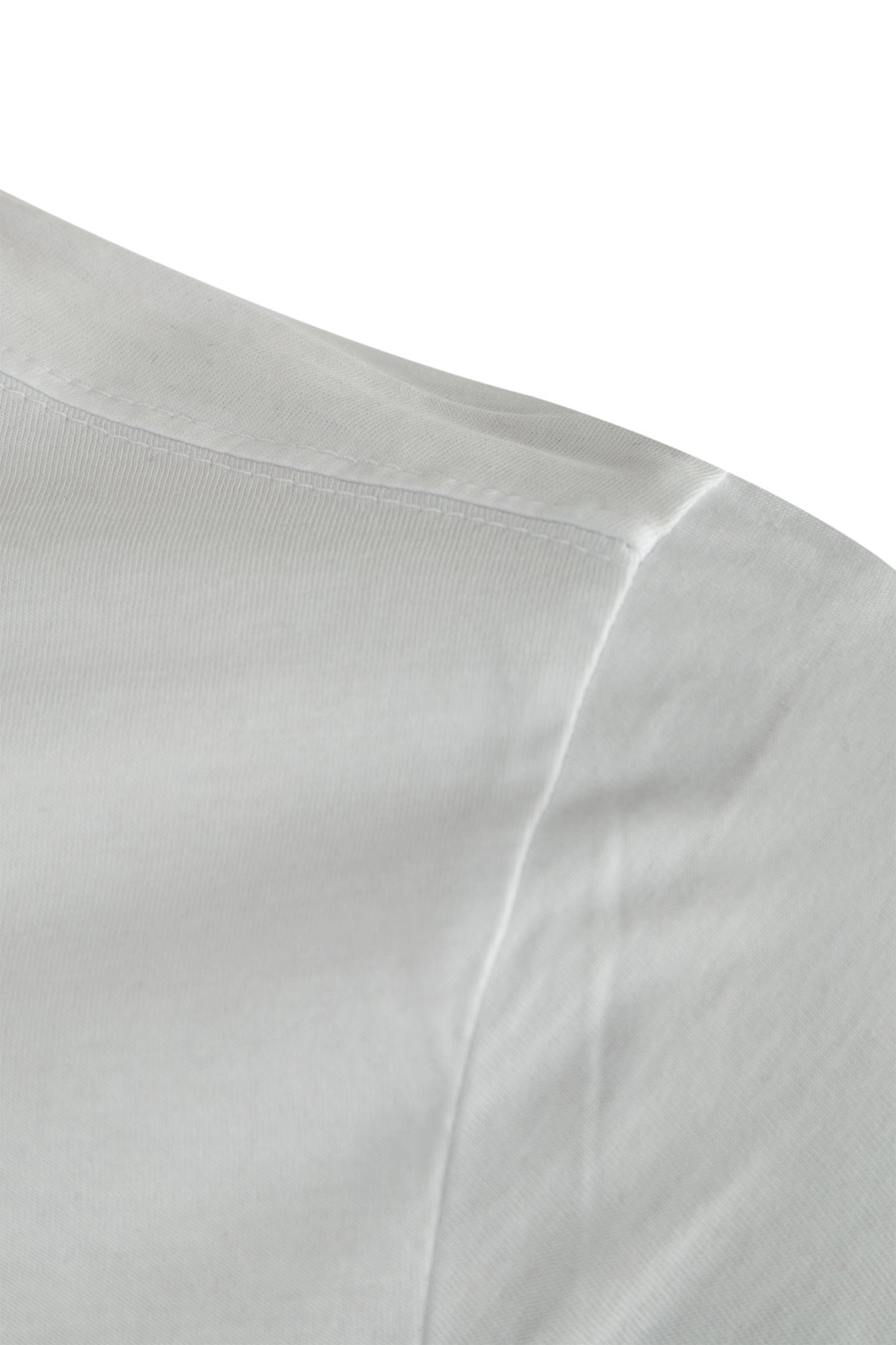 Premium Pamuk Likralı Basic Tişört Rahat Kalıp Unisex Günlük Spor T-Shirt Beyaz