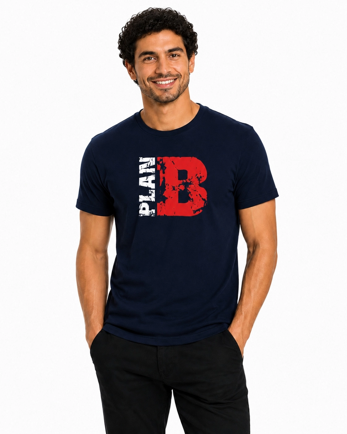 Etifa Plan B Premium Unisex Tişört %100 Pamuk Modern Lacivert Tişört
