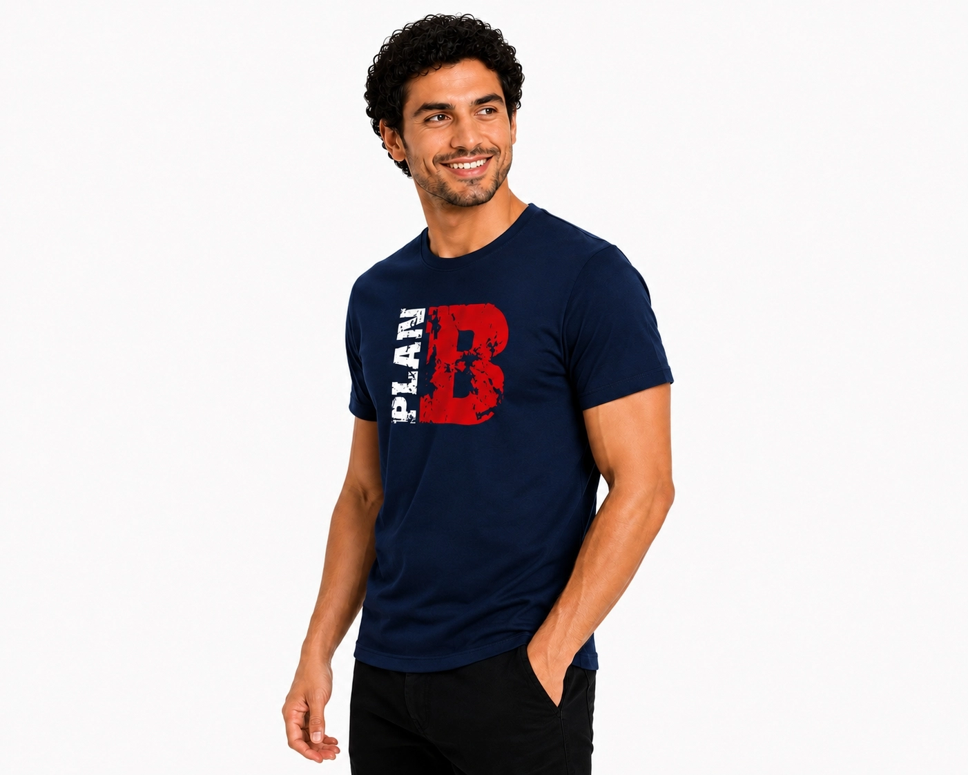 Etifa Plan B Premium Unisex Tişört %100 Pamuk Modern Lacivert Tişört