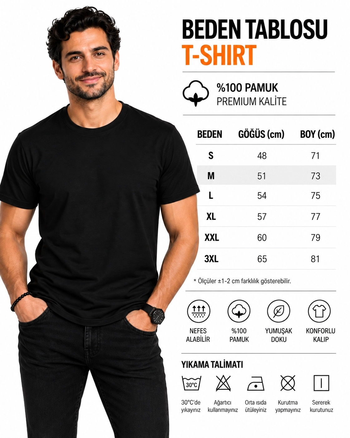 Etifa Atatürk İmzalı Beyaz Premium Unisex %100 Pamuk Siyah Baskılı Tişört