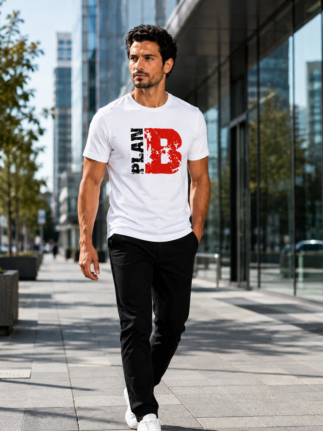 Etifa Plan B Premium Unisex Tişört %100 Pamuk Modern Beyaz Tişört