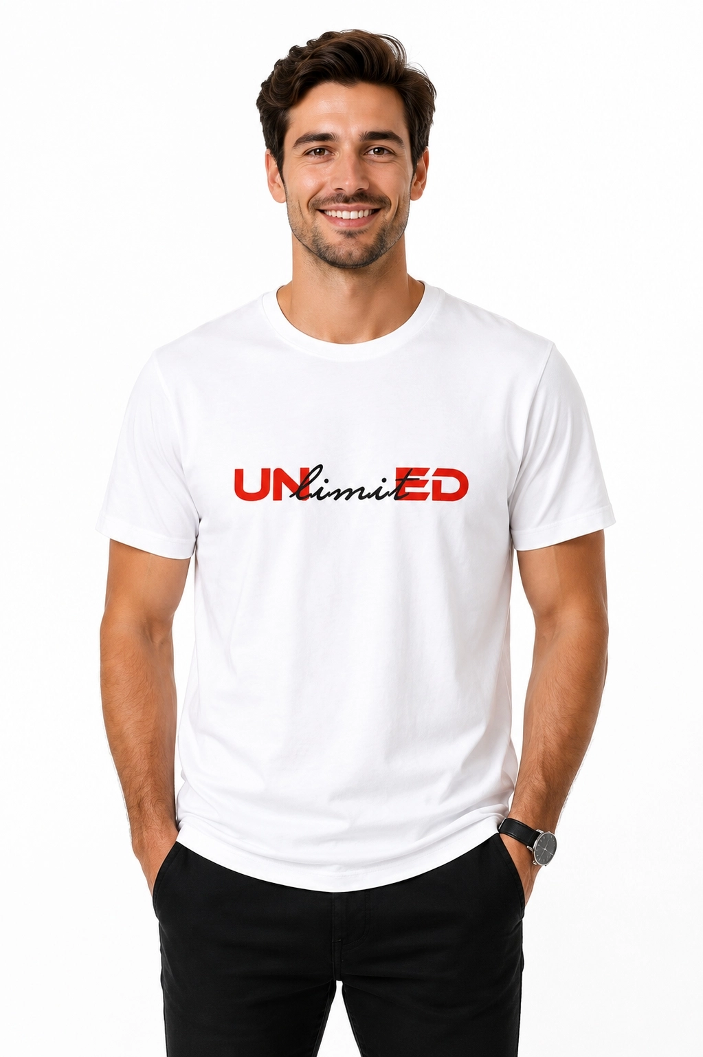 Etifa Unlimited Premium Unisex Tişört %100 Pamuk Modern Beyaz Tişört