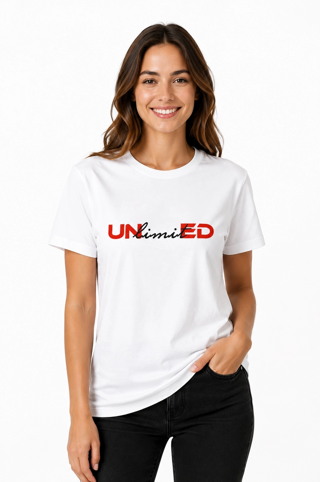 Etifa Unlimited Premium Unisex Tişört %100 Pamuk Modern Beyaz Tişört