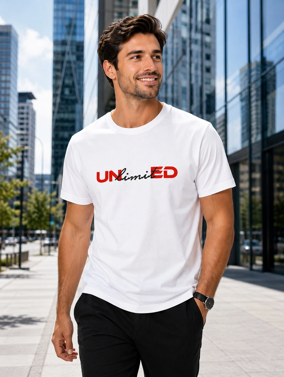 Etifa Unlimited Premium Unisex Tişört %100 Pamuk Modern Beyaz Tişört