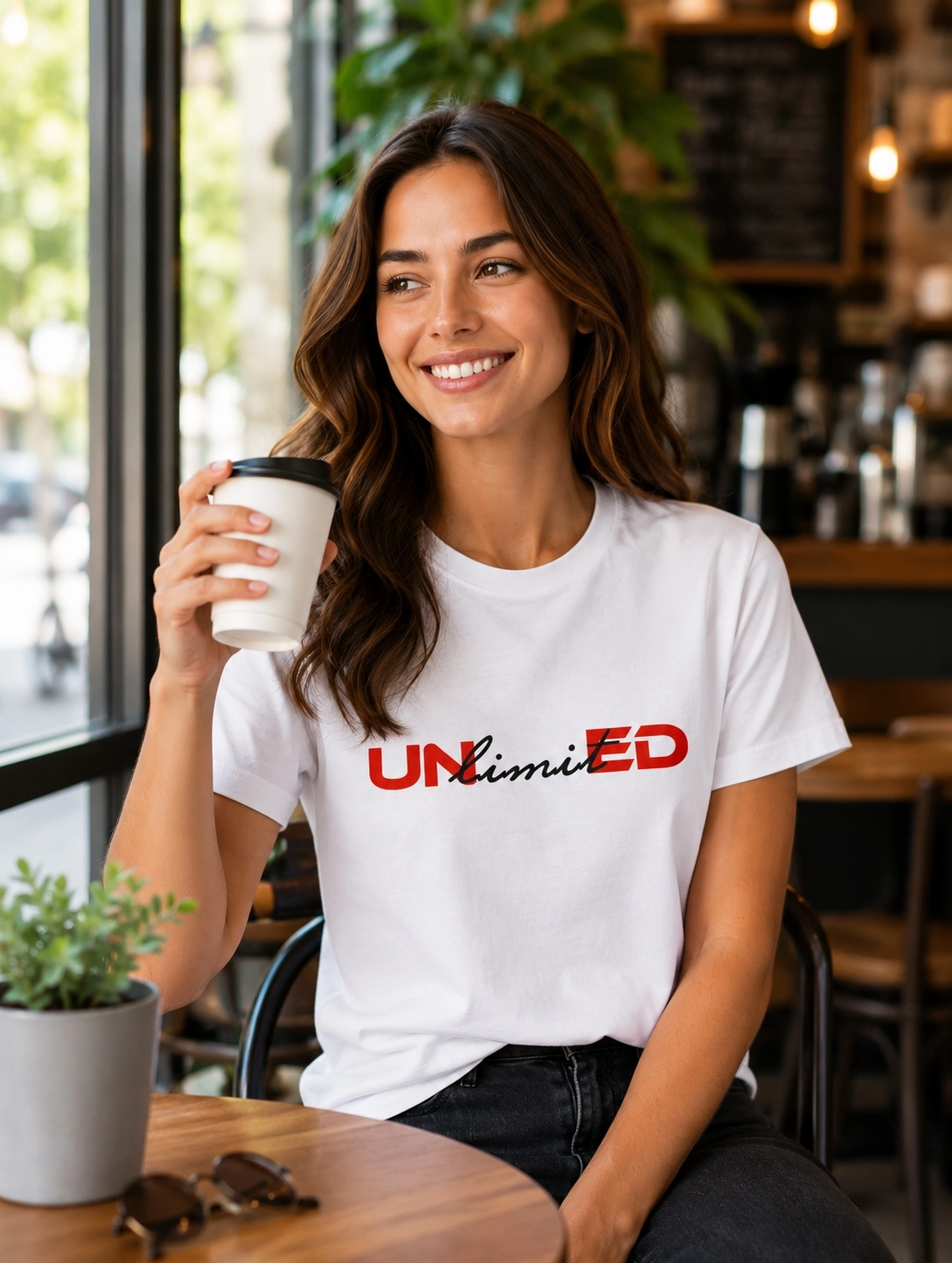 Etifa Unlimited Premium Unisex Tişört %100 Pamuk Modern Beyaz Tişört