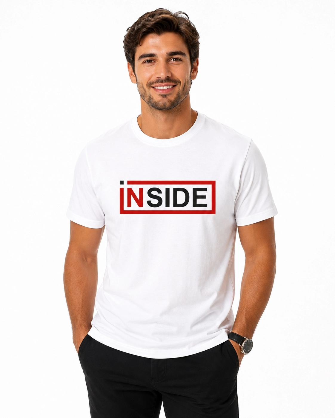 Etifa Inside Premium Unisex Tişört %100 Pamuk Modern Beyaz Tişört