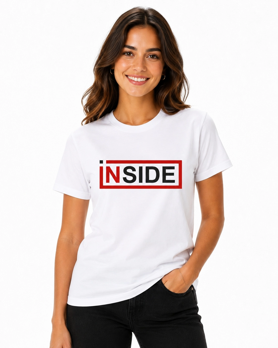 Etifa Inside Premium Unisex Tişört %100 Pamuk Modern Beyaz Tişört