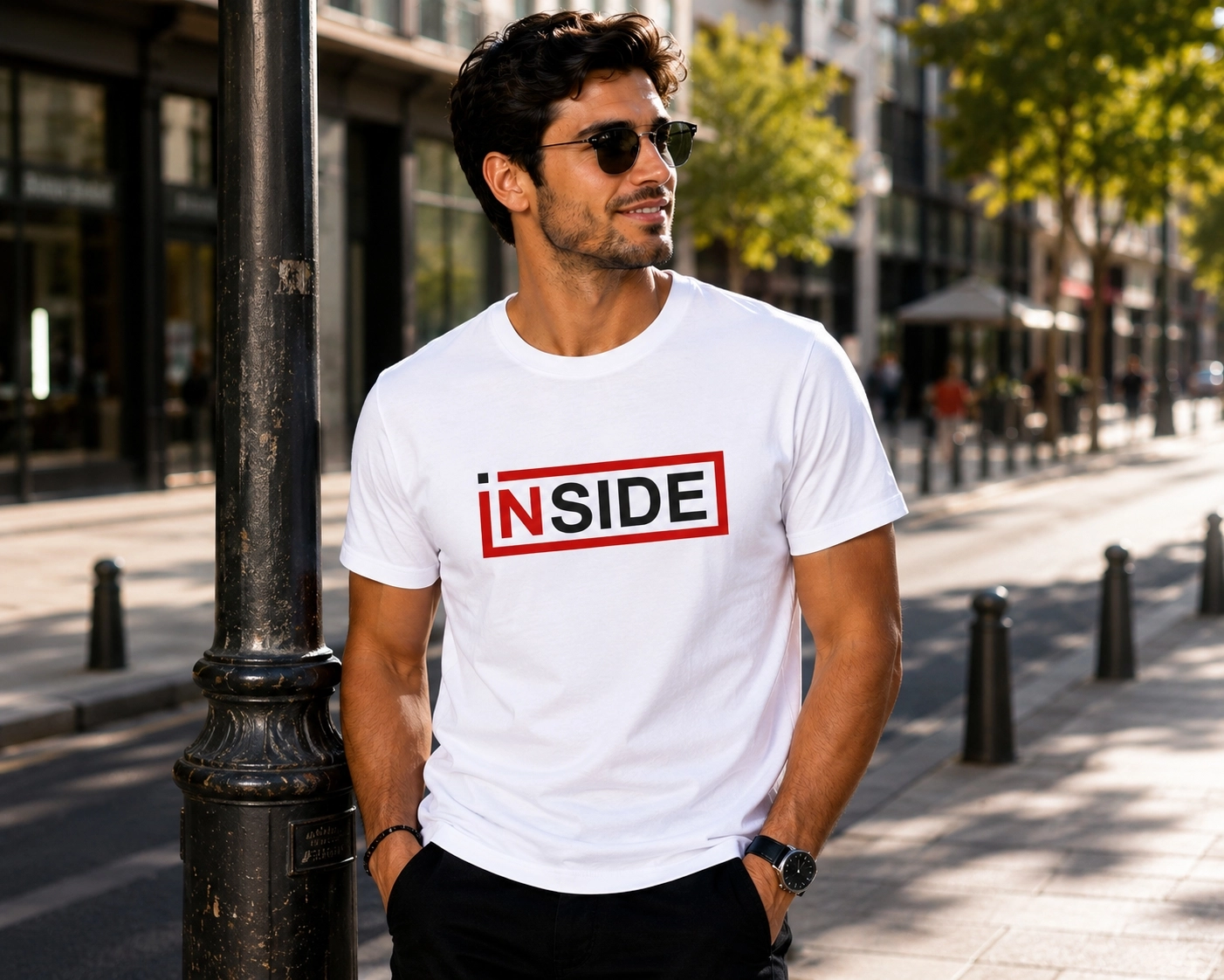 Etifa Inside Premium Unisex Tişört %100 Pamuk Modern Beyaz Tişört