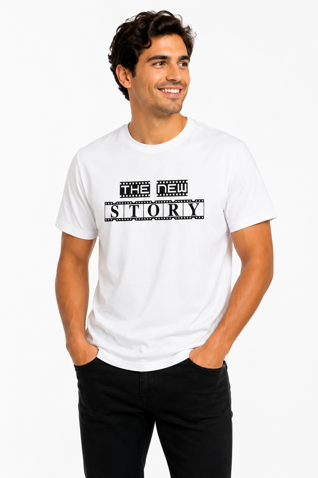 Etifa The New Story Premium Unisex Tişört %100 Pamuk Modern Beyaz Tişört