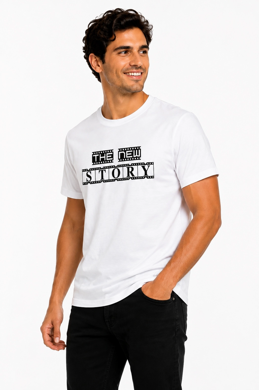 Etifa The New Story Premium Unisex Tişört %100 Pamuk Modern Beyaz Tişört