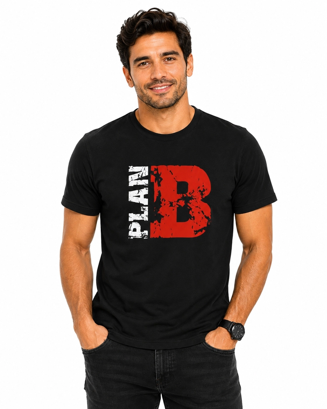 Etifa Plan B Premium Unisex Tişört %100 Pamuk Modern Siyah Tişört