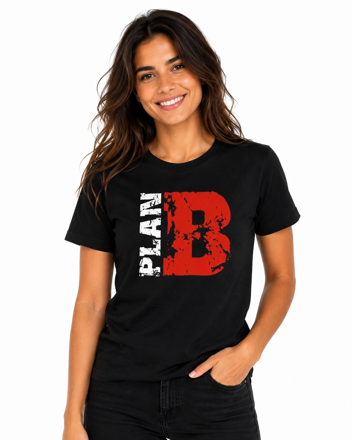 Etifa Plan B Premium Unisex Tişört %100 Pamuk Modern Siyah Tişört
