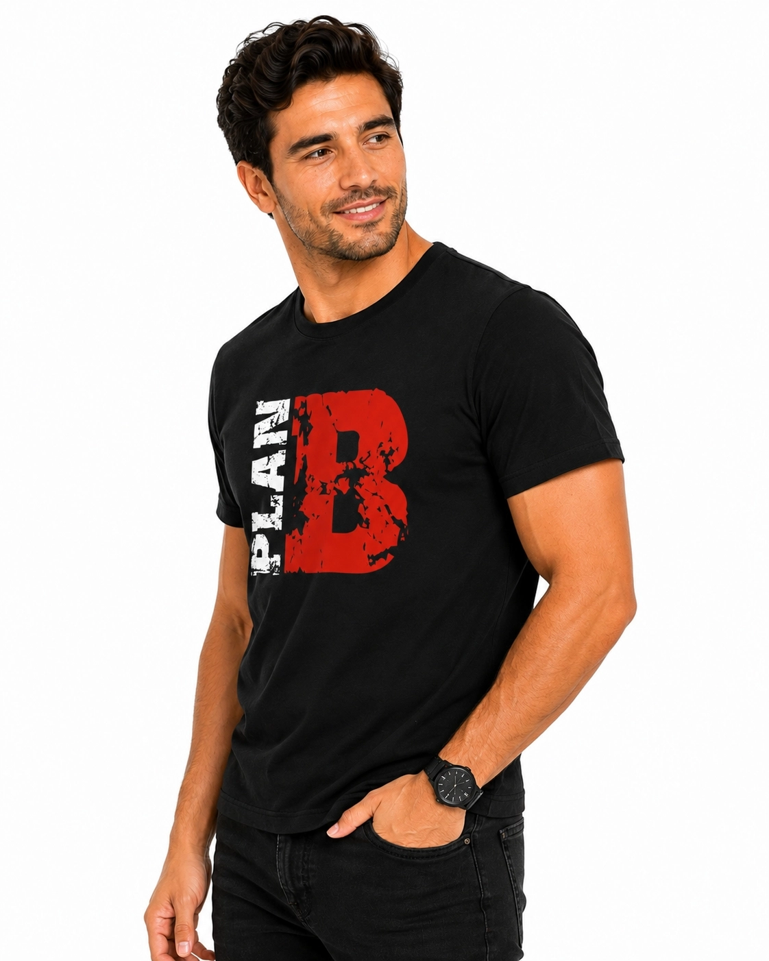 Etifa Plan B Premium Unisex Tişört %100 Pamuk Modern Siyah Tişört