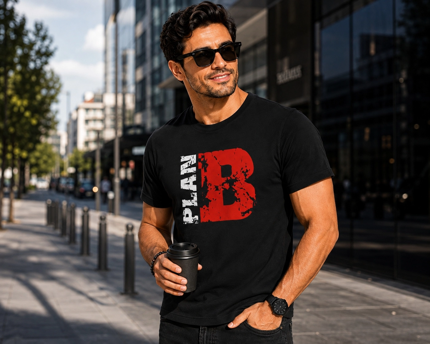 Etifa Plan B Premium Unisex Tişört %100 Pamuk Modern Siyah Tişört