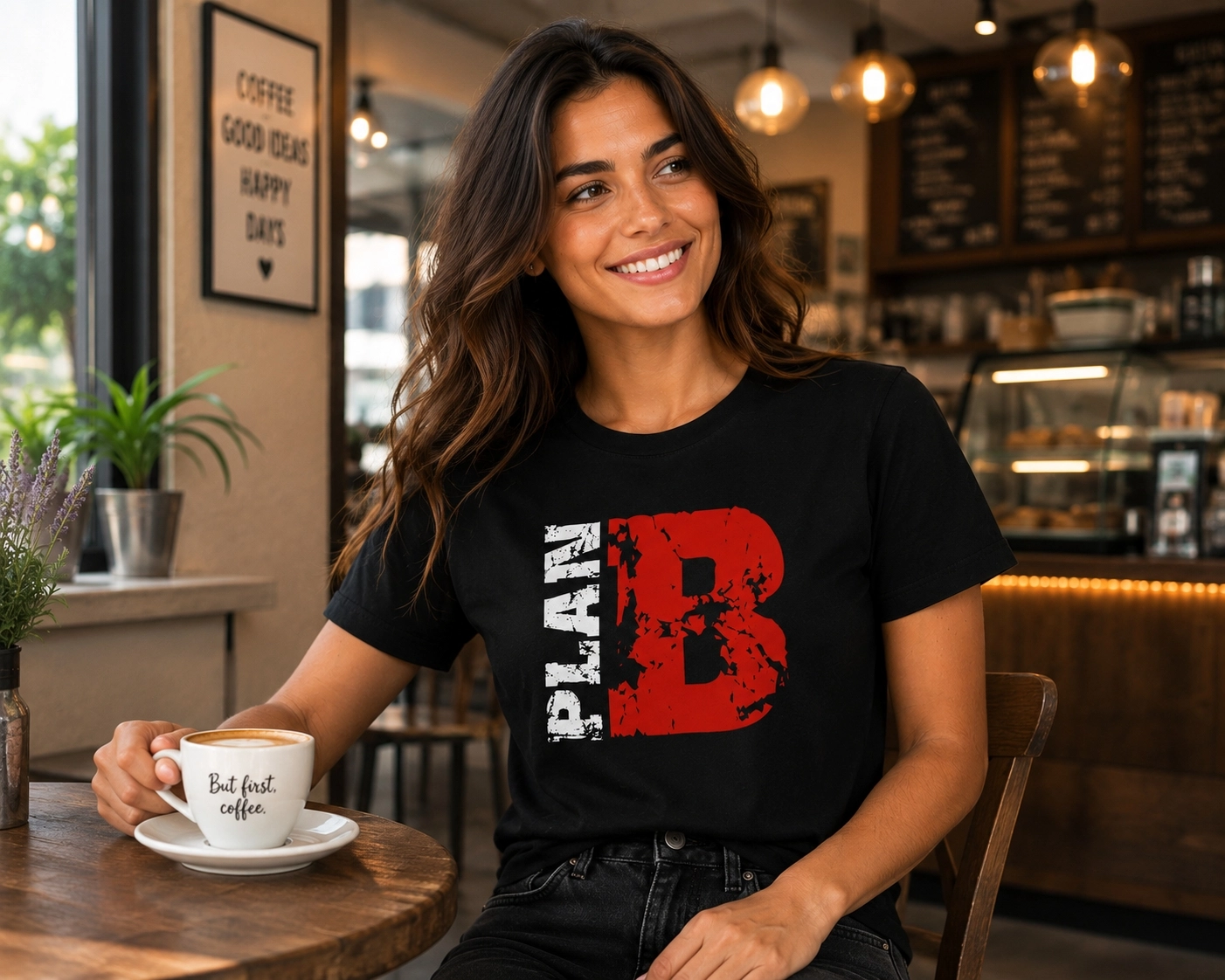 Etifa Plan B Premium Unisex Tişört %100 Pamuk Modern Siyah Tişört