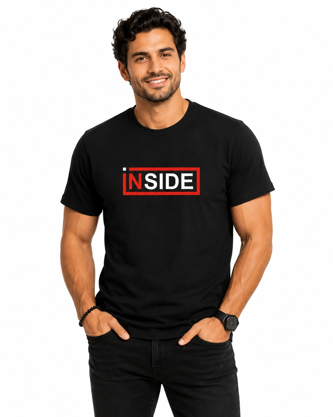 Etifa Inside Premium Unisex Tişört %100 Pamuk Modern Siyah Tişört