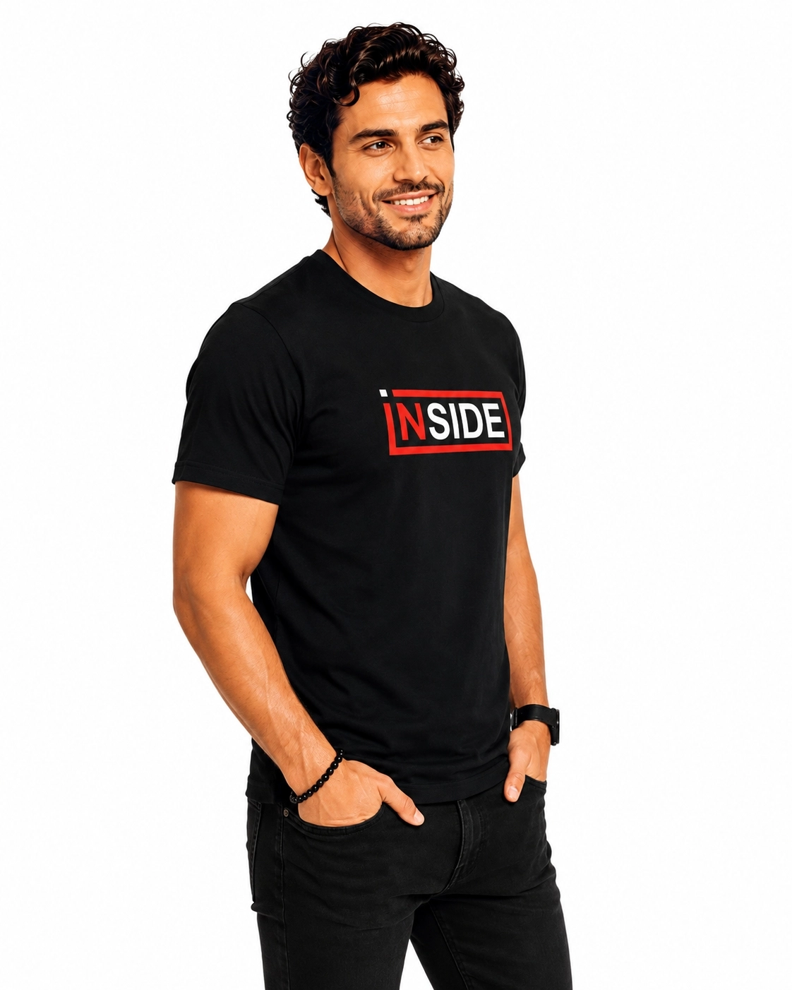 Etifa Inside Premium Unisex Tişört %100 Pamuk Modern Siyah Tişört