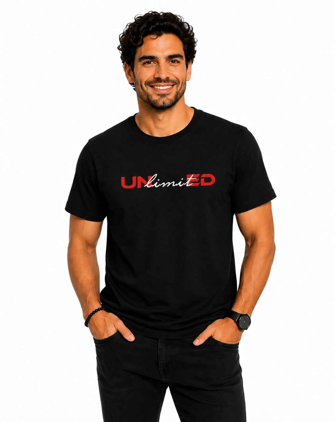 Etifa Unlimited Premium Unisex Tişört %100 Pamuk Modern Siyah Tişört