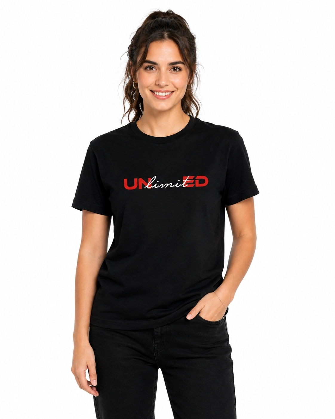 Etifa Unlimited Premium Unisex Tişört %100 Pamuk Modern Siyah Tişört