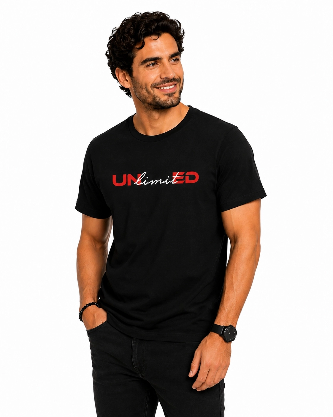Etifa Unlimited Premium Unisex Tişört %100 Pamuk Modern Siyah Tişört