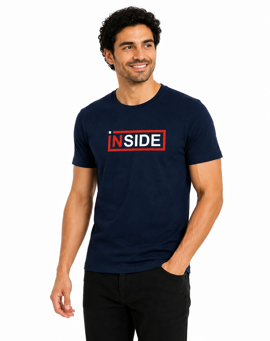 Etifa Inside Premium Unisex Tişört %100 Pamuk Modern Lacivert Tişört