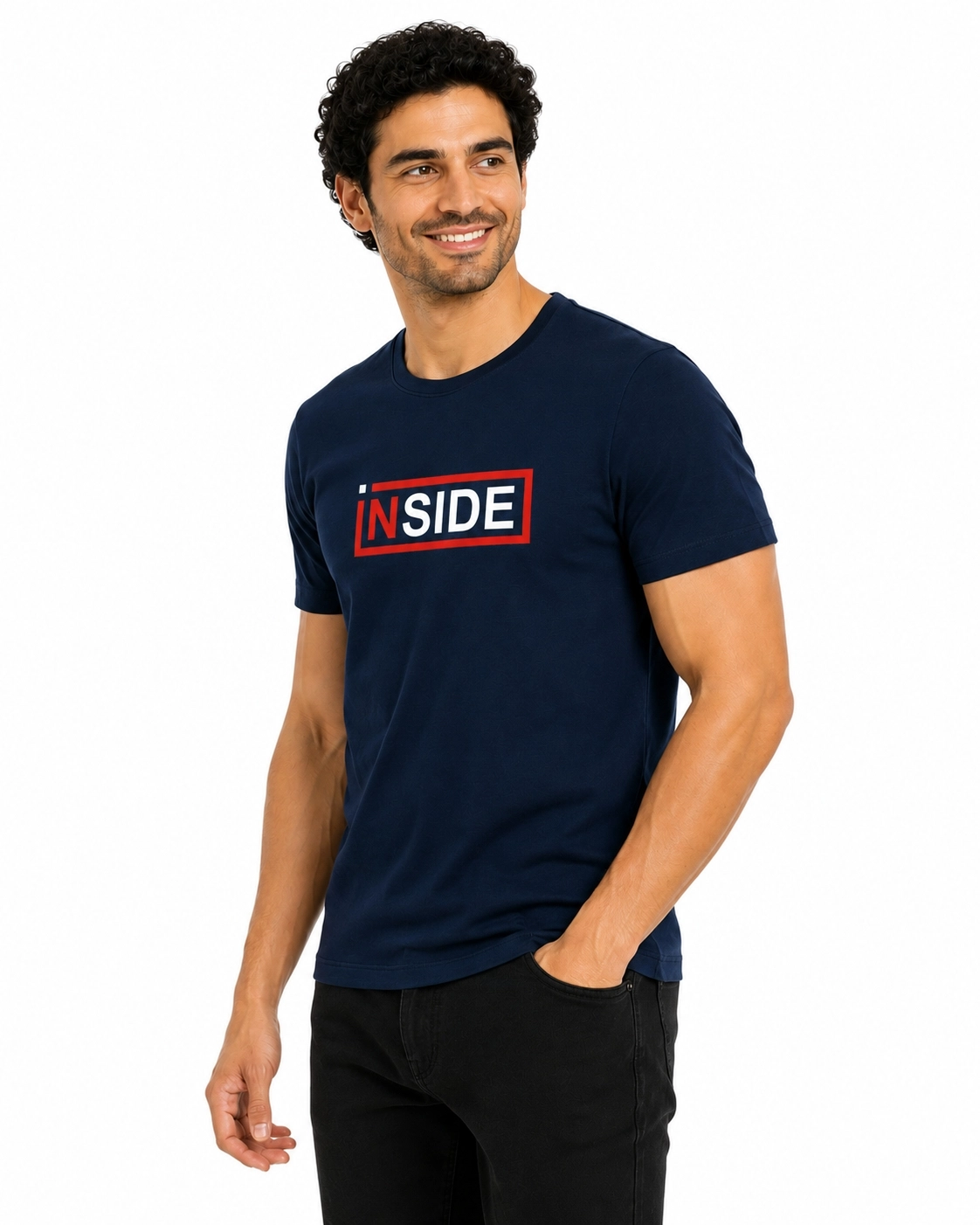 Etifa Inside Premium Unisex Tişört %100 Pamuk Modern Lacivert Tişört