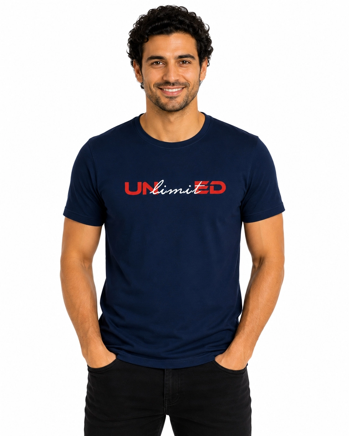 Etifa Unlimited Premium Unisex Tişört %100 Pamuk Modern Lacivert Tişört