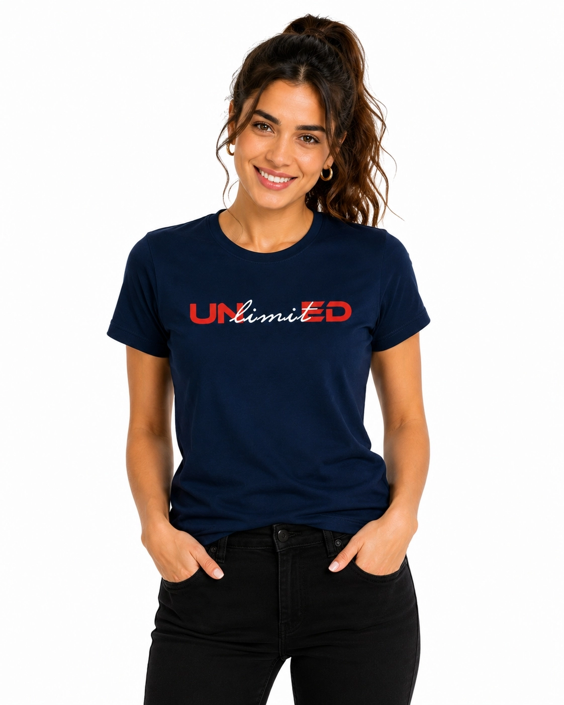 Etifa Unlimited Premium Unisex Tişört %100 Pamuk Modern Lacivert Tişört
