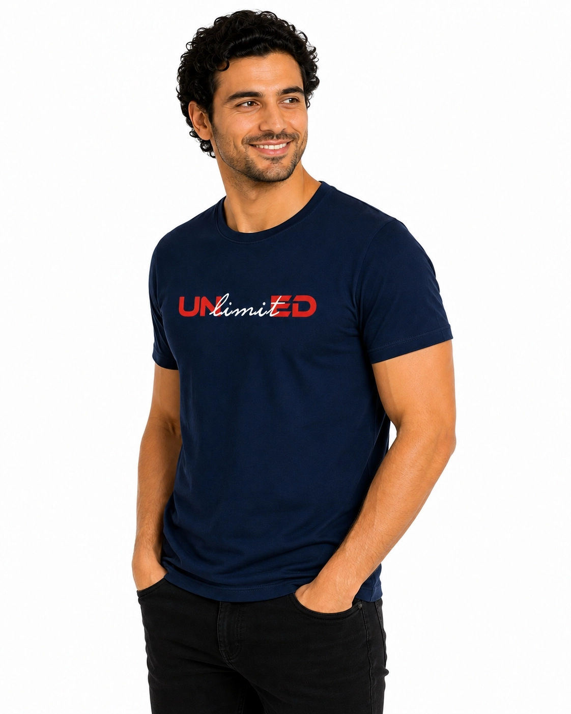 Etifa Unlimited Premium Unisex Tişört %100 Pamuk Modern Lacivert Tişört