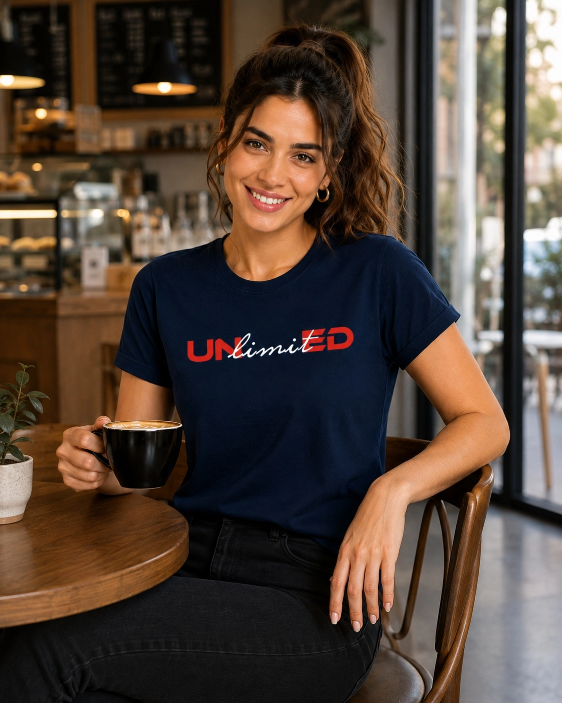 Etifa Unlimited Premium Unisex Tişört %100 Pamuk Modern Lacivert Tişört