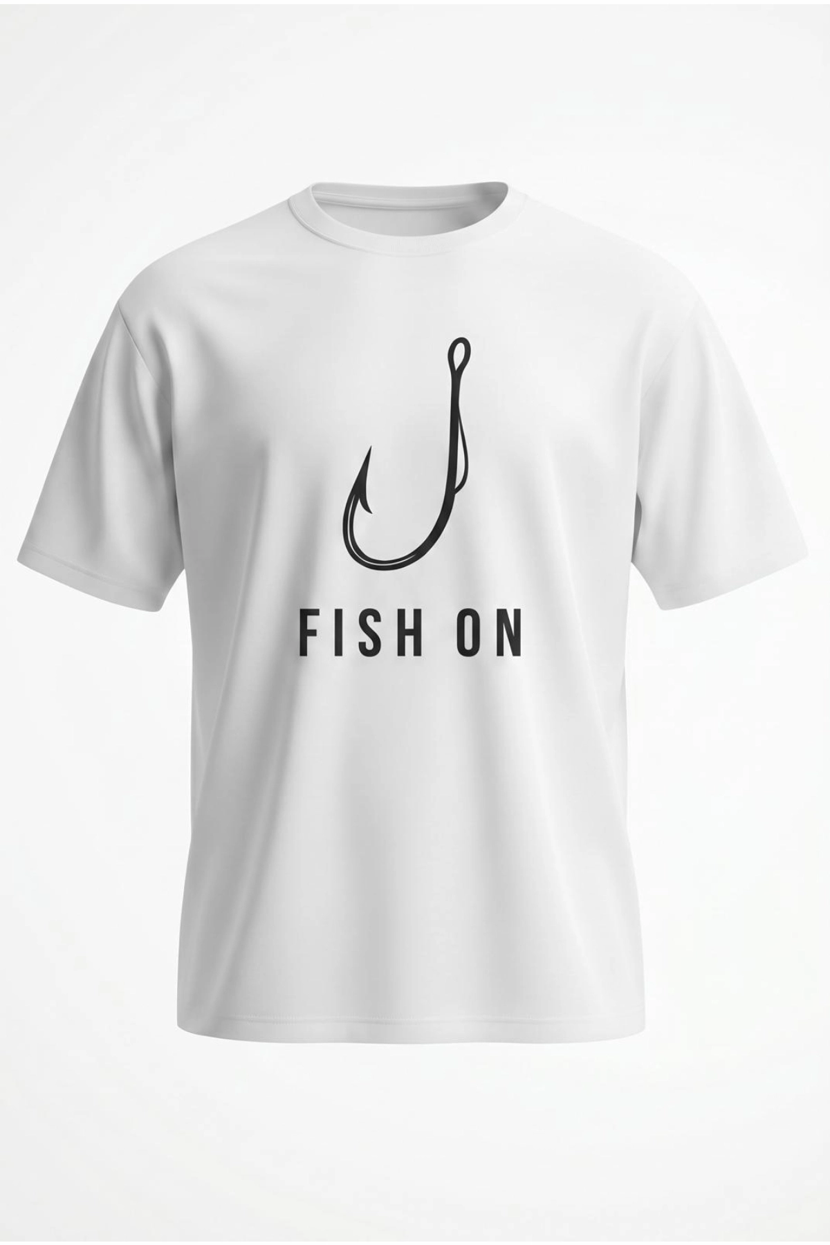 Etifa Oversize Balıkçı Tişörtü Fish On %100 Pamuk Premium Beyaz Unisex