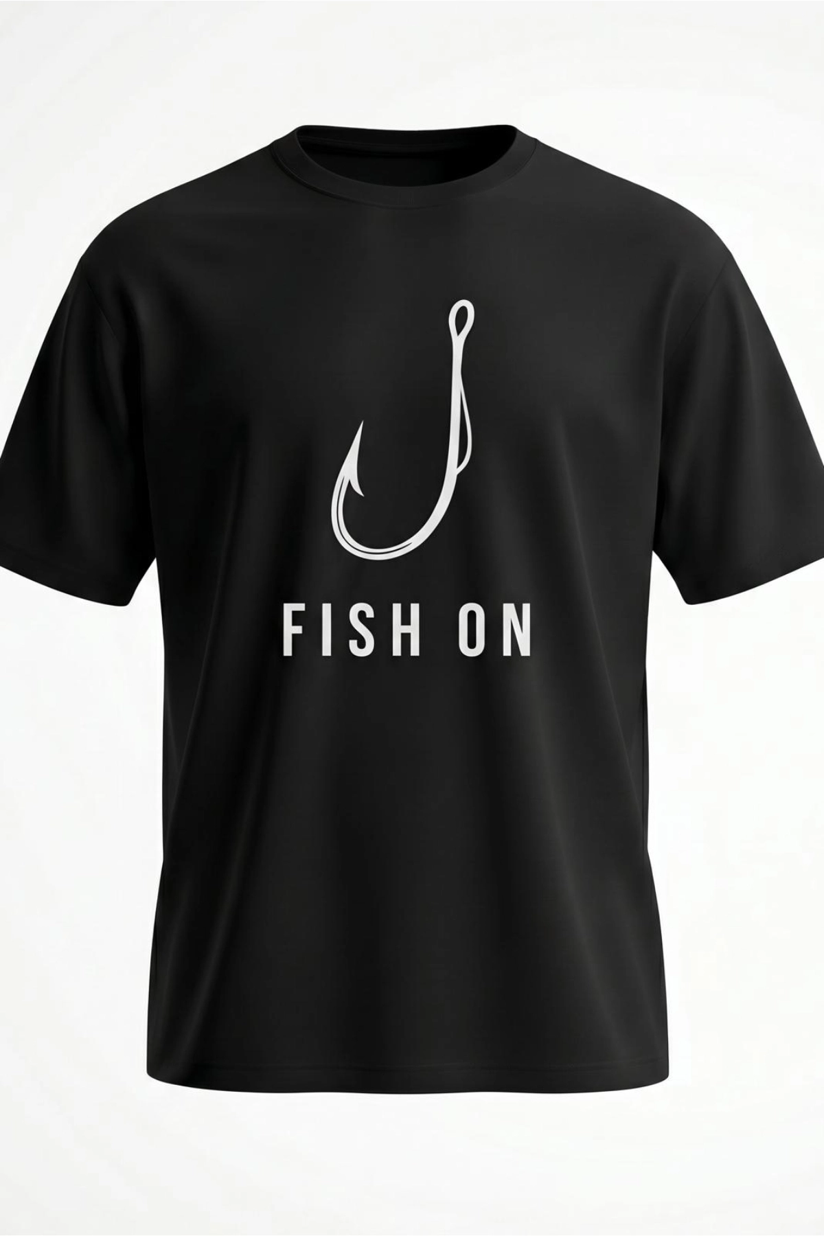 Etifa Oversize Balıkçı Tişörtü Fish On %100 Pamuk Premium Siyah Unisex
