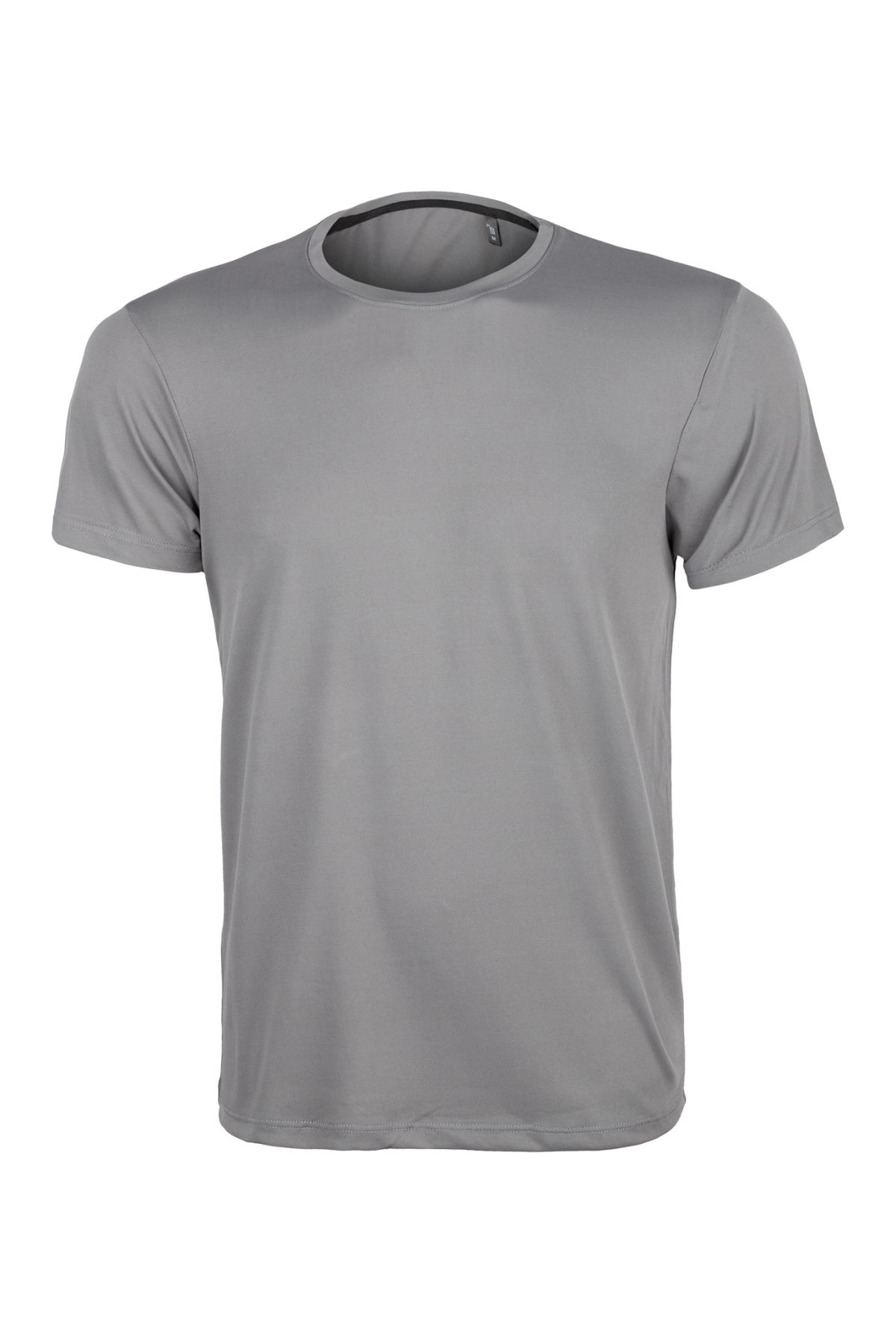 Premium Pamuk Likralı Basic Tişört Rahat Kalıp Unisex Günlük Spor T-Shirt Füme