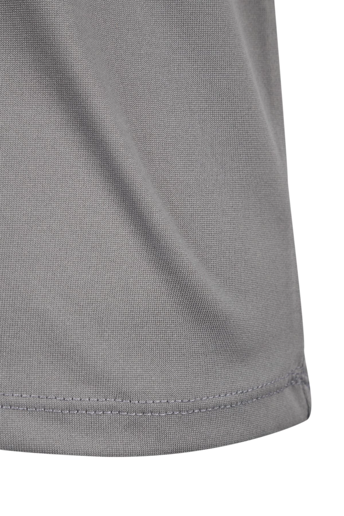 Premium Pamuk Likralı Basic Tişört Rahat Kalıp Unisex Günlük Spor T-Shirt Füme