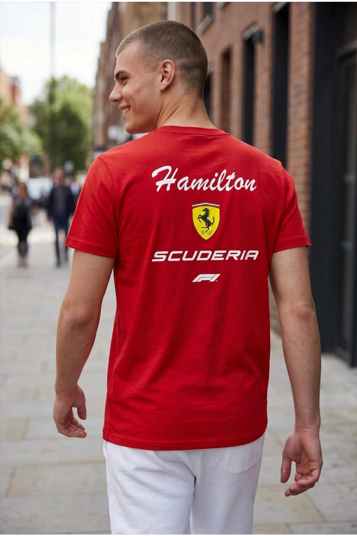 Hamilton Baskılı T-Shirt Kırmızı %100 Pamuk Regular Fit Tişört