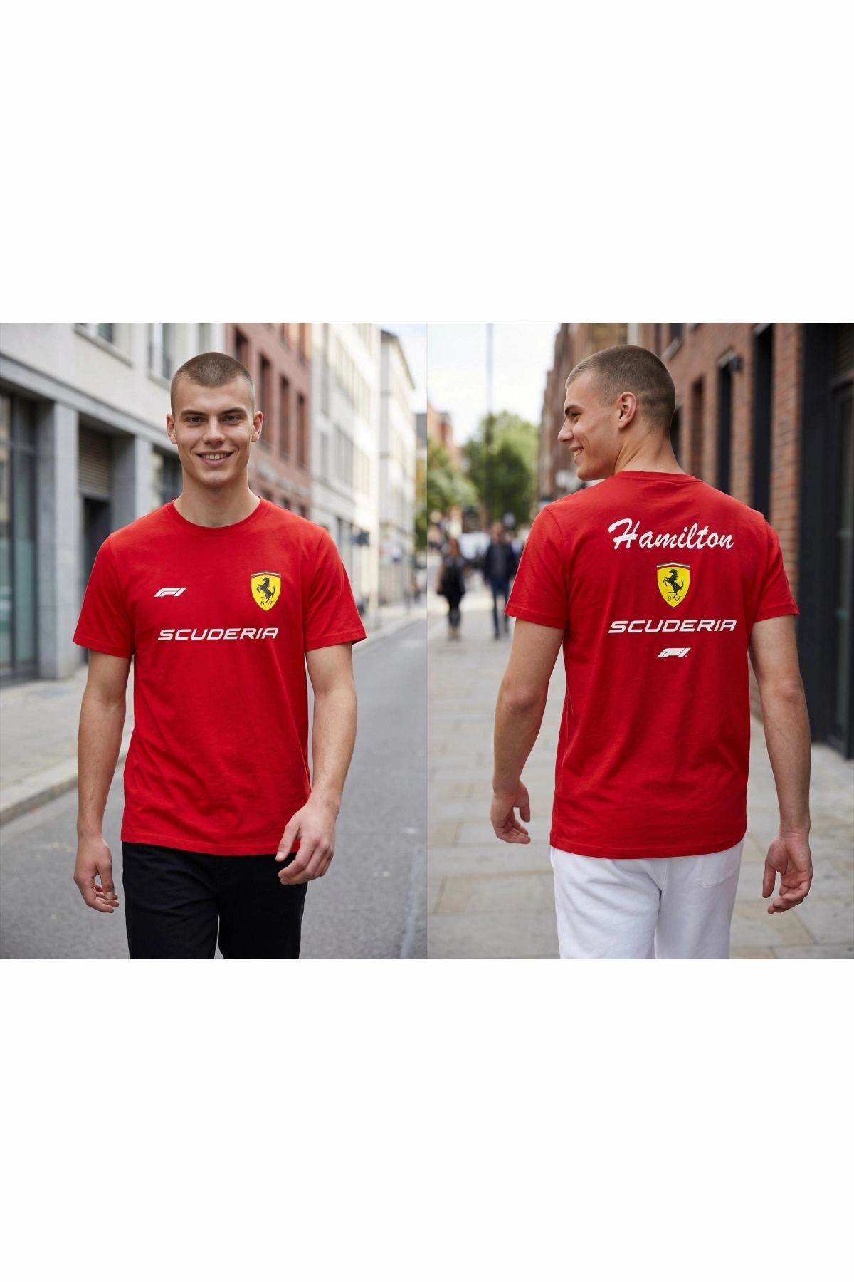 Hamilton Baskılı T-Shirt Kırmızı %100 Pamuk Regular Fit Tişört