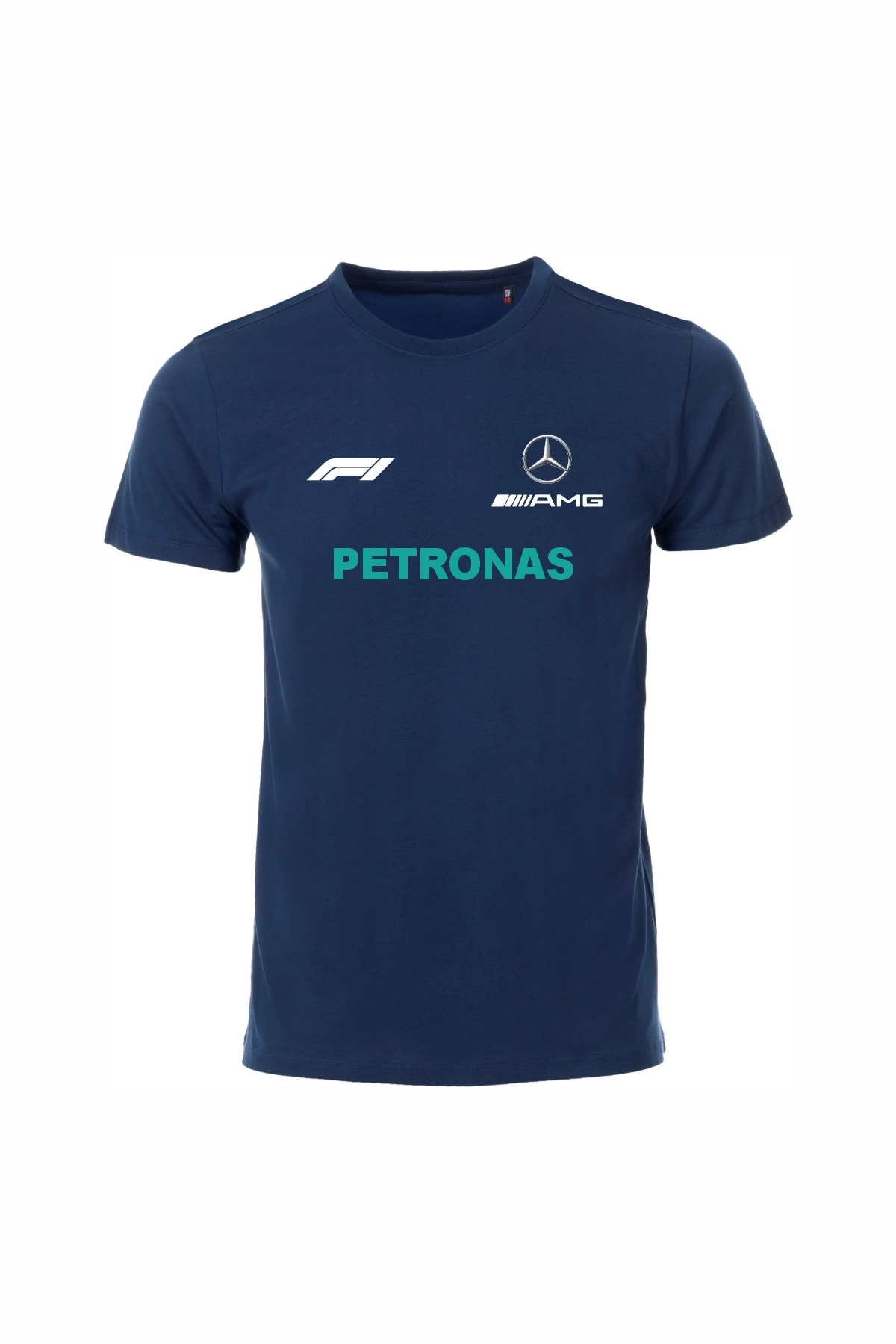 Unisex Lacivert %100 Pamuk Regular Fit Tişört – Mercedes AMG F1 Baskılı, Spor T-Shirt