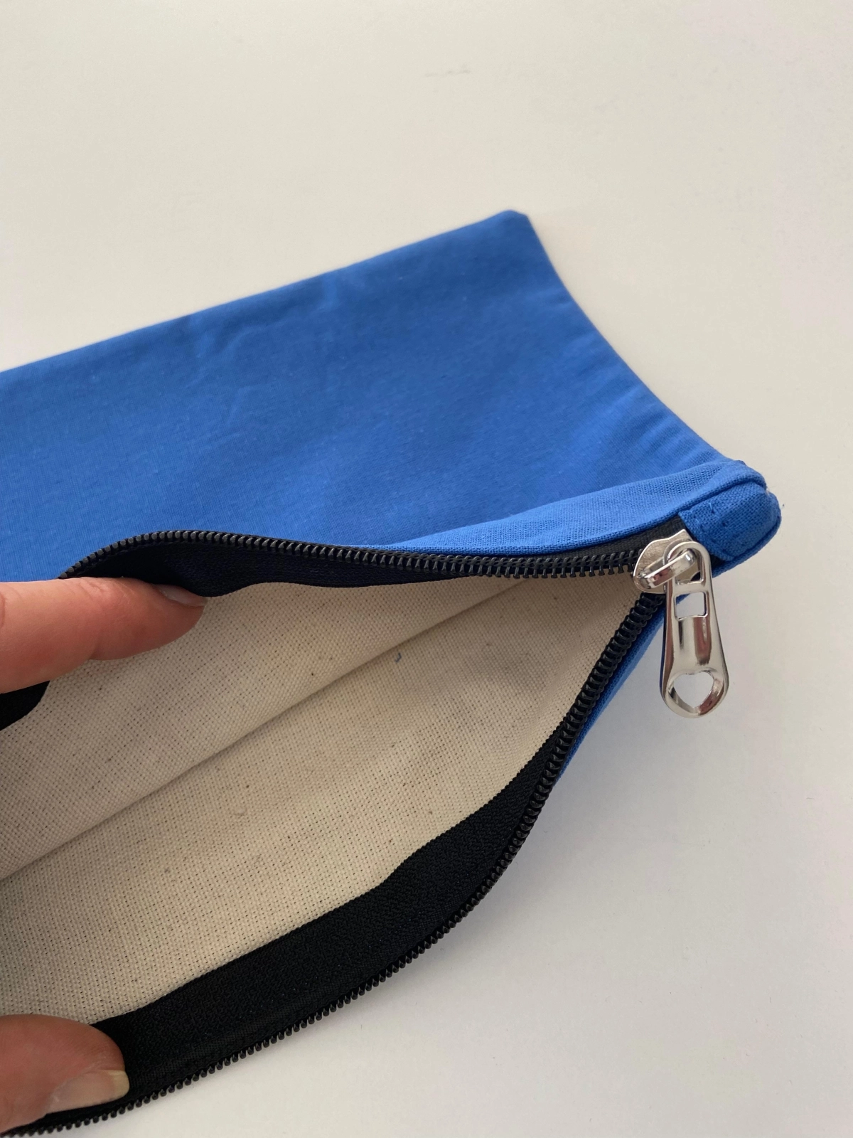 Kanvas Clutch Çanta Astarlı Dayanıklı Fermuarlı Günlük Kullanım Kadın El Çantası Organizer Çanta Mavi